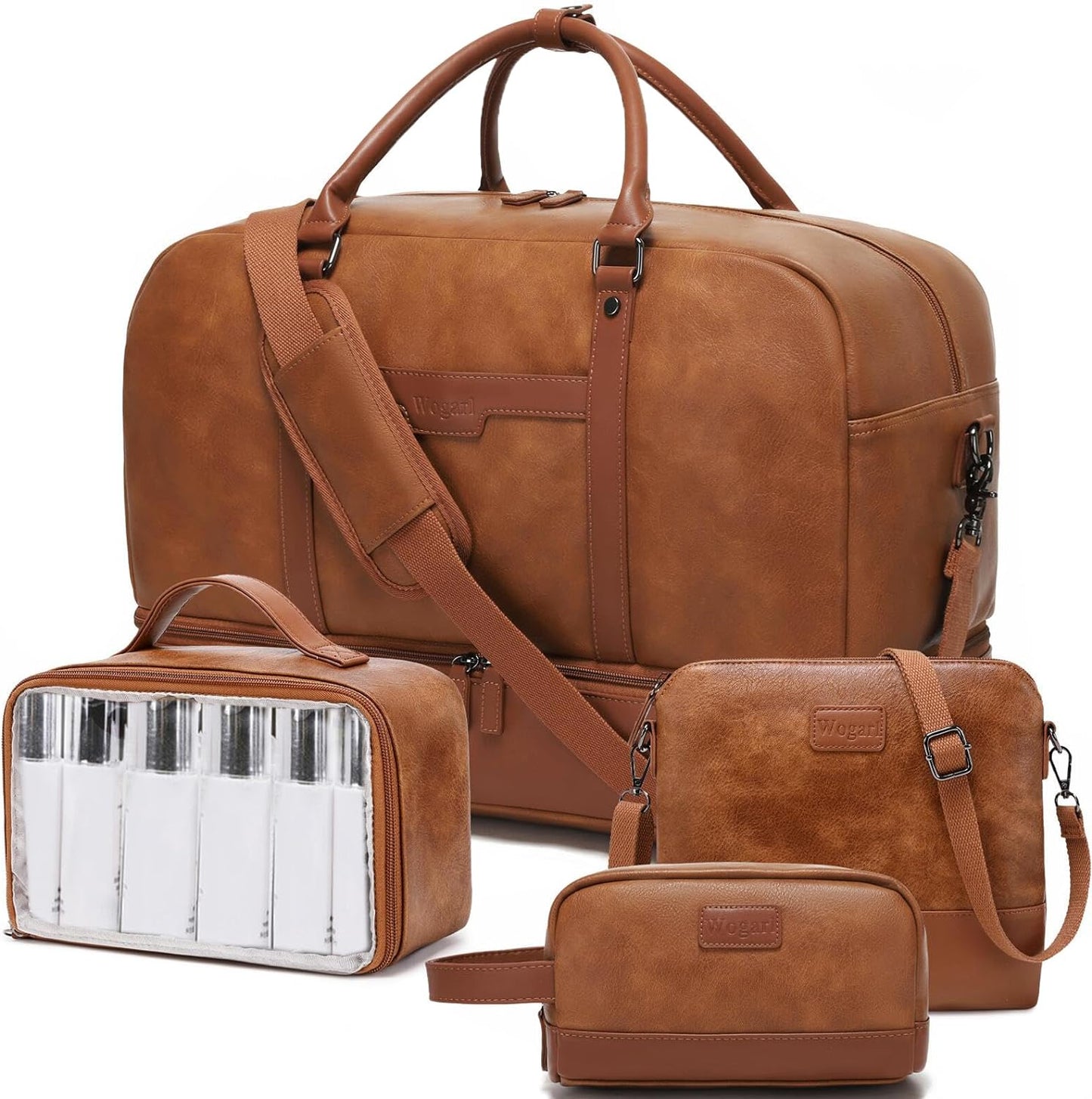 4-PCS Travel Bag set CHOOSE YOUR COLOR with Duffel, Toiletry Bag, and Carry-on. Fits Laptops up to 21 inches. Waterproof and stylish for weekend trips or business travel.
