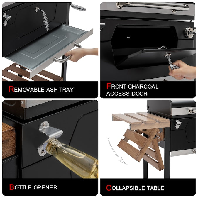 24-In W Black Charcoal Grill