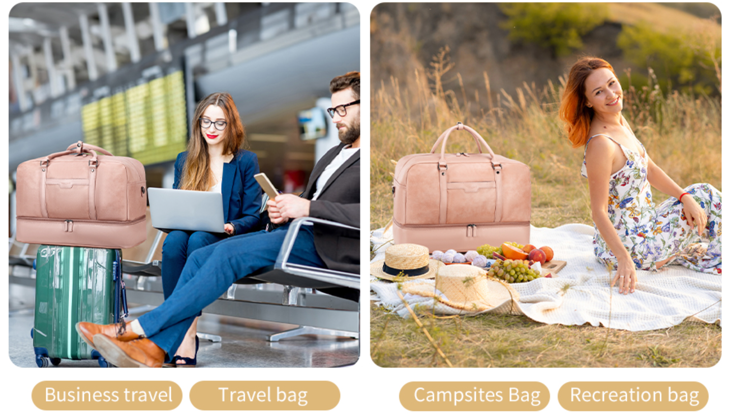 4-PCS Travel Bag set CHOOSE YOUR COLOR with Duffel, Toiletry Bag, and Carry-on. Fits Laptops up to 21 inches. Waterproof and stylish for weekend trips or business travel.