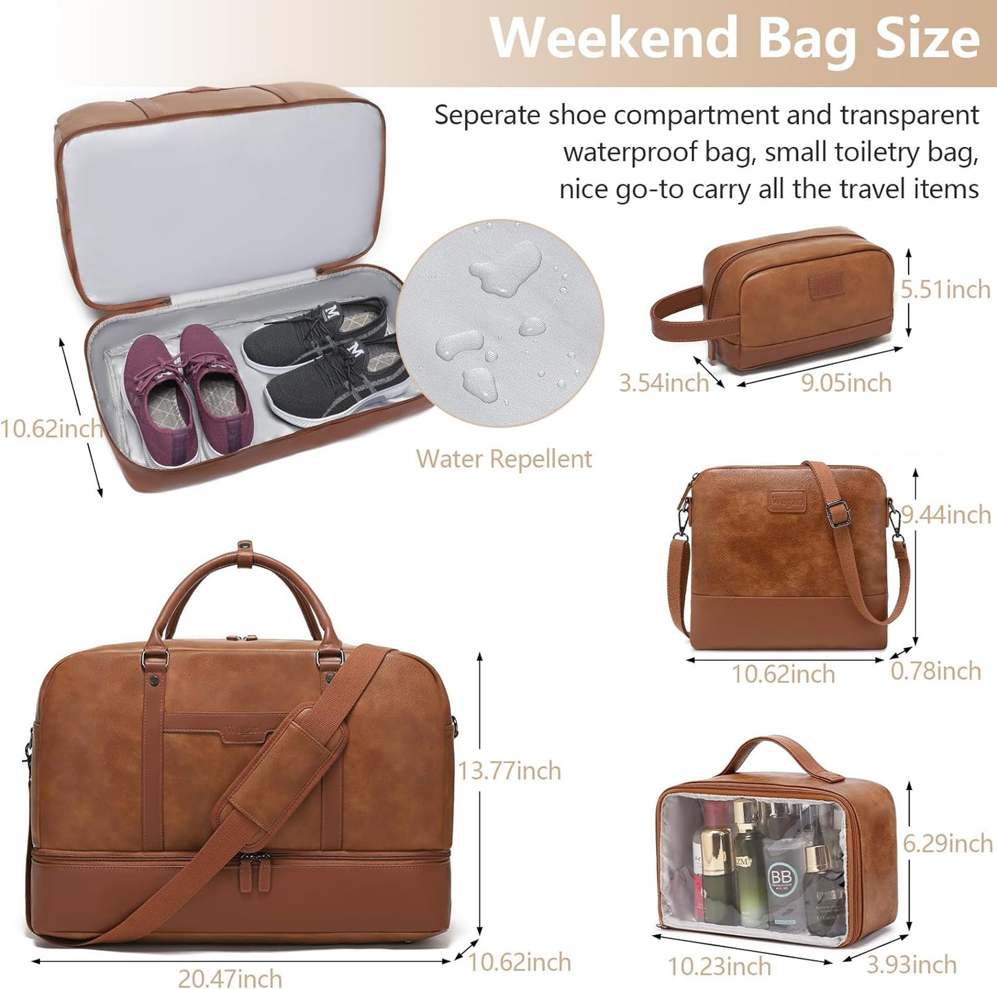 4-PCS Travel Bag set CHOOSE YOUR COLOR with Duffel, Toiletry Bag, and Carry-on. Fits Laptops up to 21 inches. Waterproof and stylish for weekend trips or business travel.
