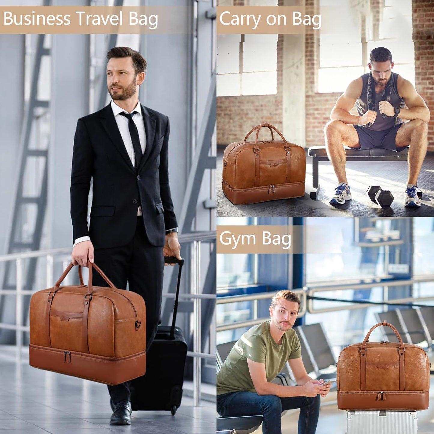 4-PCS Travel Bag set CHOOSE YOUR COLOR with Duffel, Toiletry Bag, and Carry-on. Fits Laptops up to 21 inches. Waterproof and stylish for weekend trips or business travel.