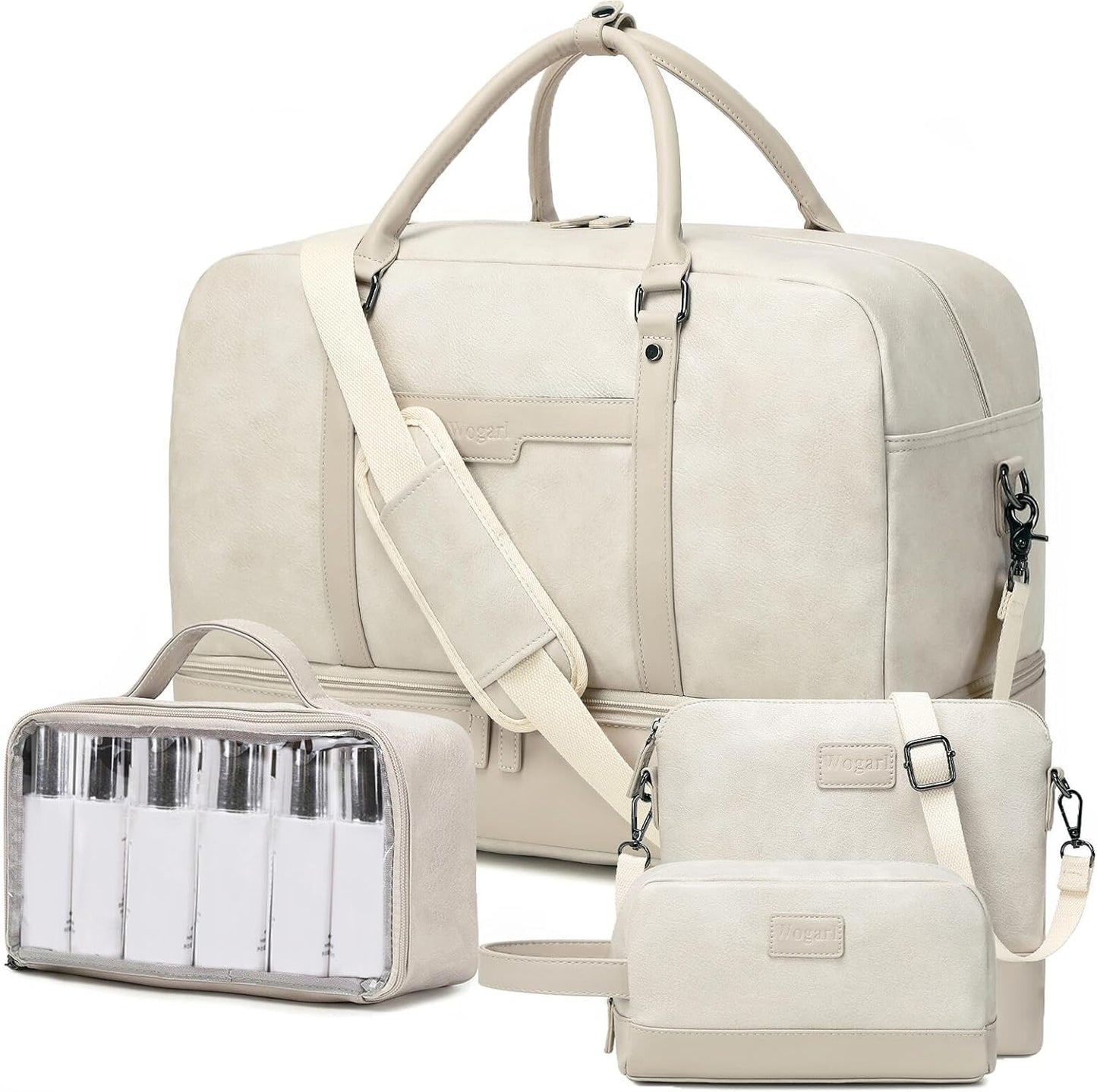 4-PCS Travel Bag set CHOOSE YOUR COLOR with Duffel, Toiletry Bag, and Carry-on. Fits Laptops up to 21 inches. Waterproof and stylish for weekend trips or business travel.