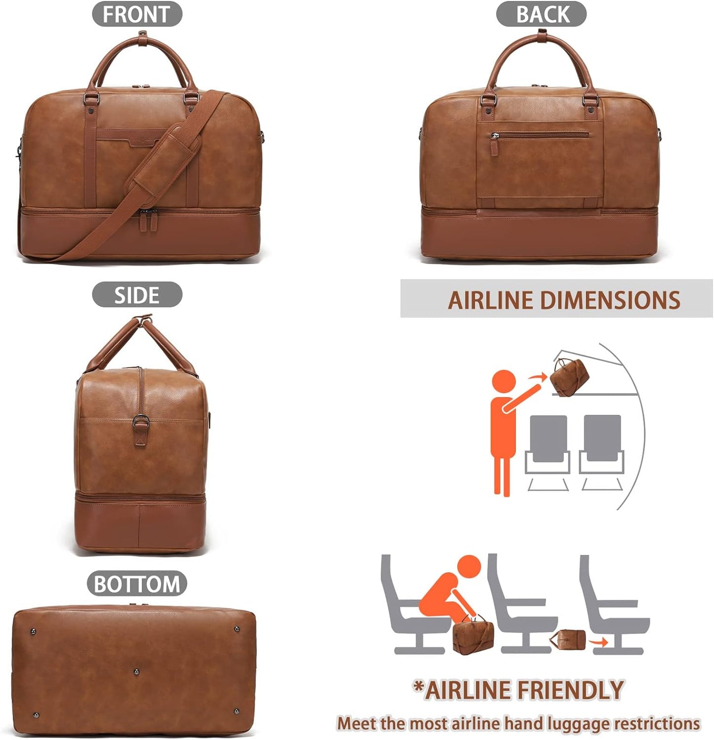 4-PCS Travel Bag set CHOOSE YOUR COLOR with Duffel, Toiletry Bag, and Carry-on. Fits Laptops up to 21 inches. Waterproof and stylish for weekend trips or business travel.