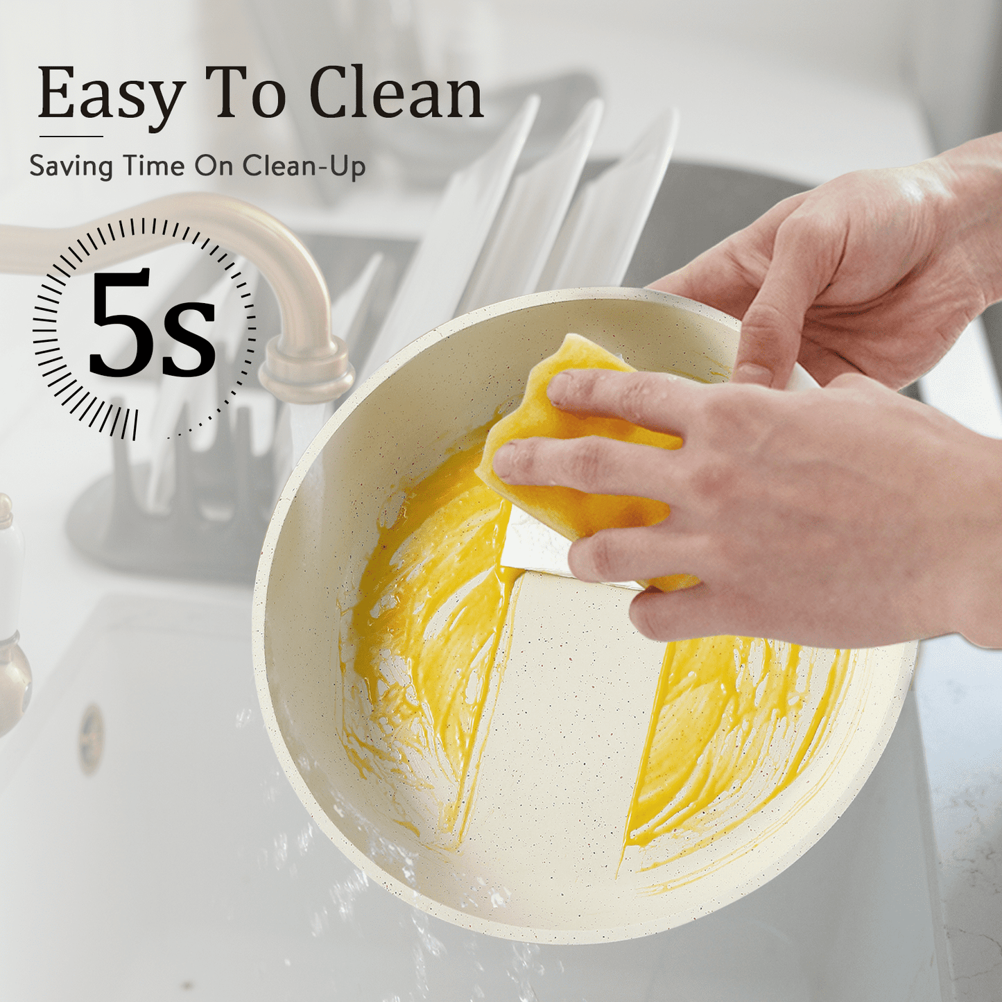 17 Pcs Granite Non-Stick Pots and Pans Set with Removable Handles. From Stove To Oven into Frig!!