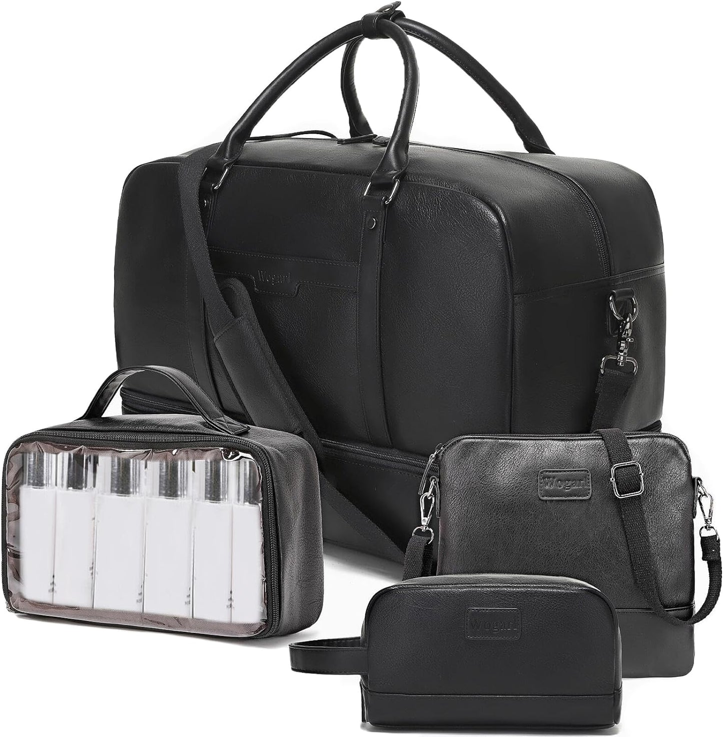 4-PCS Travel Bag set CHOOSE YOUR COLOR with Duffel, Toiletry Bag, and Carry-on. Fits Laptops up to 21 inches. Waterproof and stylish for weekend trips or business travel.