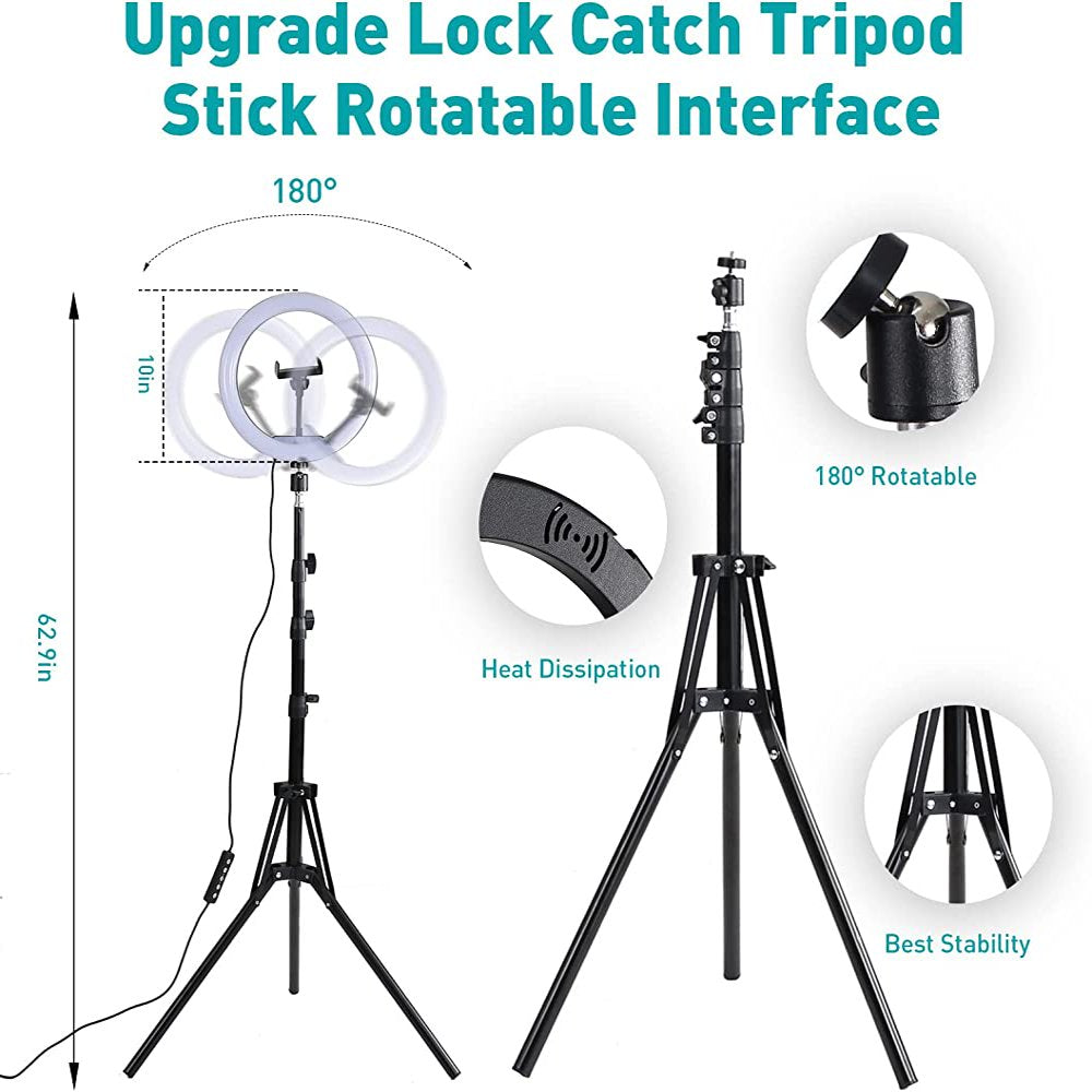 13" Dimmable RGB LED Ring Light with Extendable Tripod & Phone Holder, with 10 Brightness Level, 26 Light Modes and Dimmable.