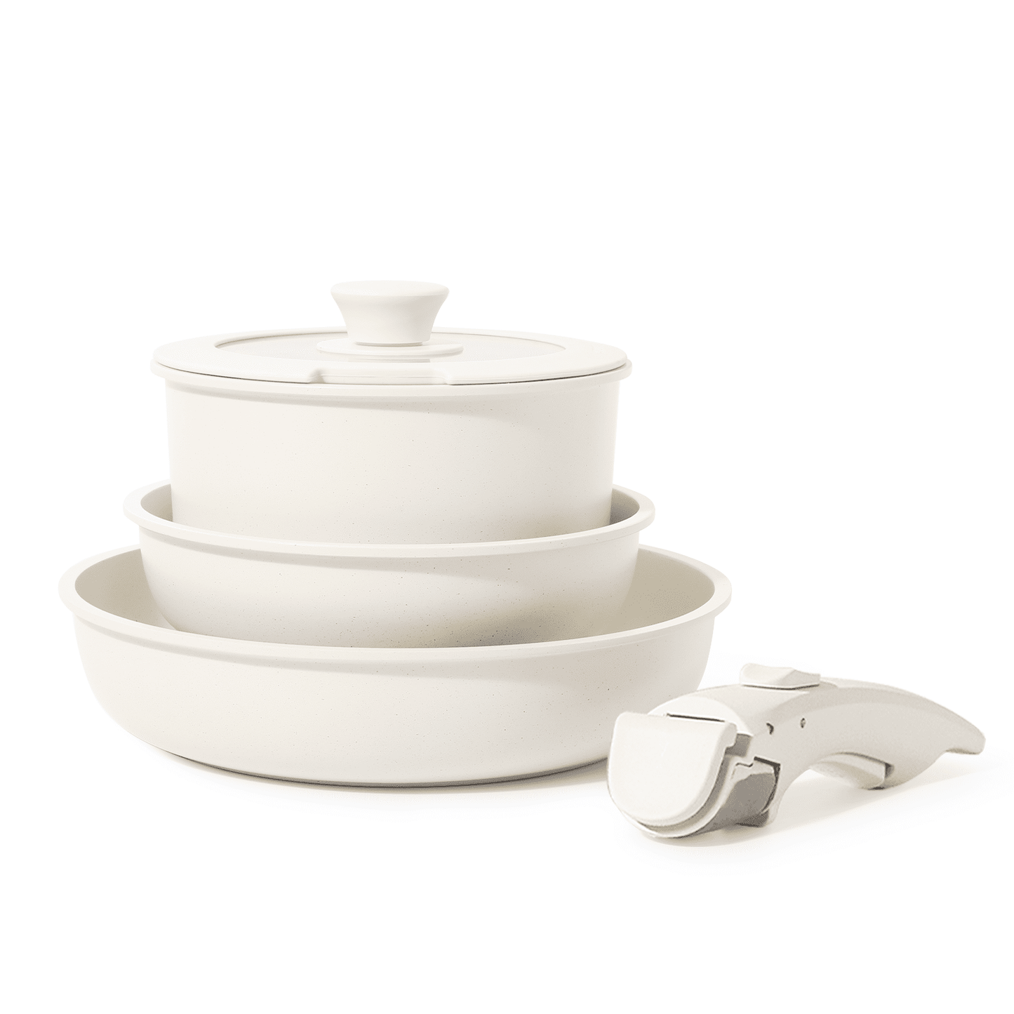 17 Pcs Granite Non-Stick Pots and Pans Set with Removable Handles. From Stove To Oven into Frig!!