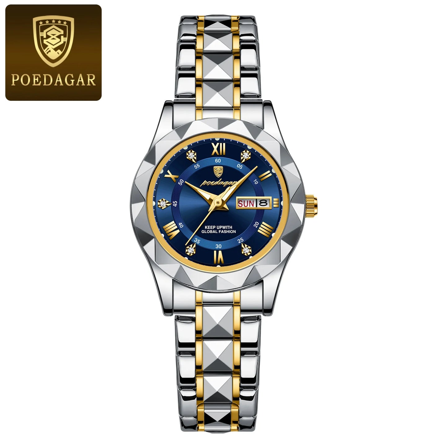 Unique Luxury Water-Resistant Ladies Dress Watch - Glow in the Dark Hands, Luminous, Waterproof, Week & Date Function, Stainless Steel Quartz Wristwatch for Women with Box