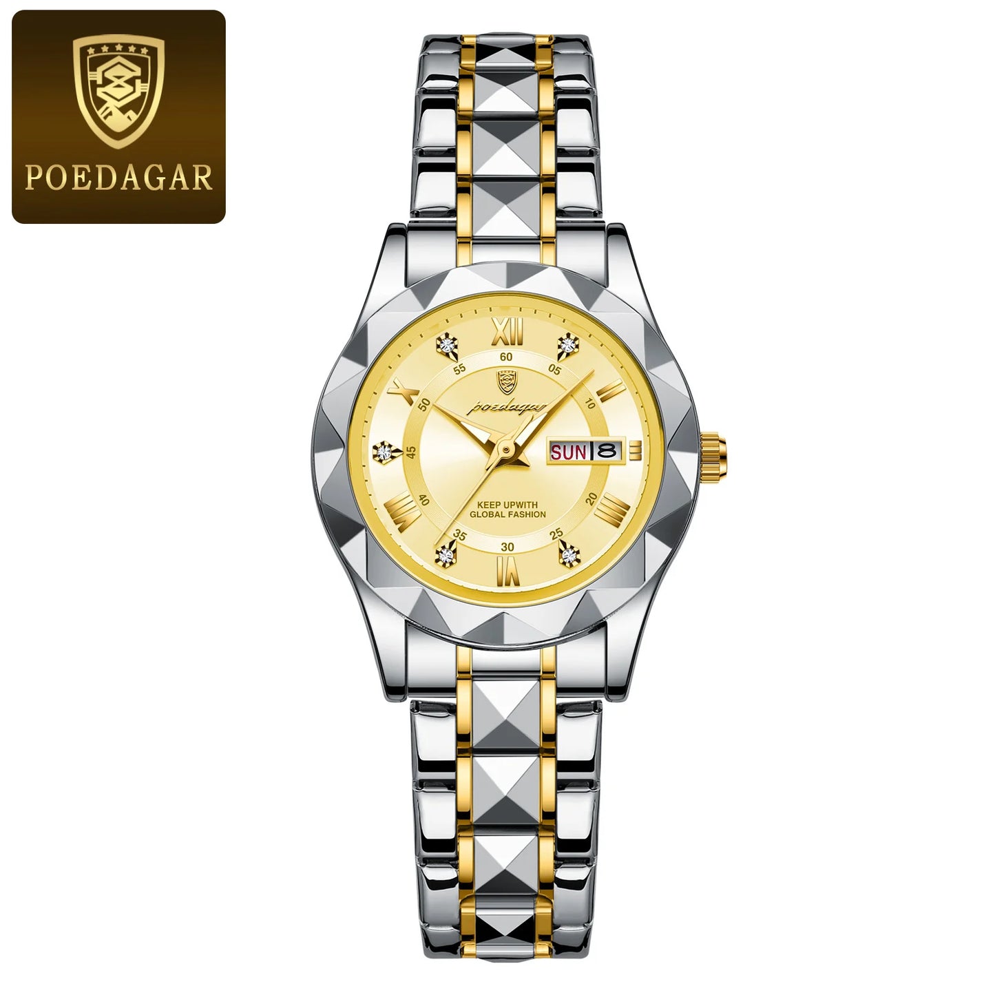 Unique Luxury Water-Resistant Ladies Dress Watch - Glow in the Dark Hands, Luminous, Waterproof, Week & Date Function, Stainless Steel Quartz Wristwatch for Women with Box