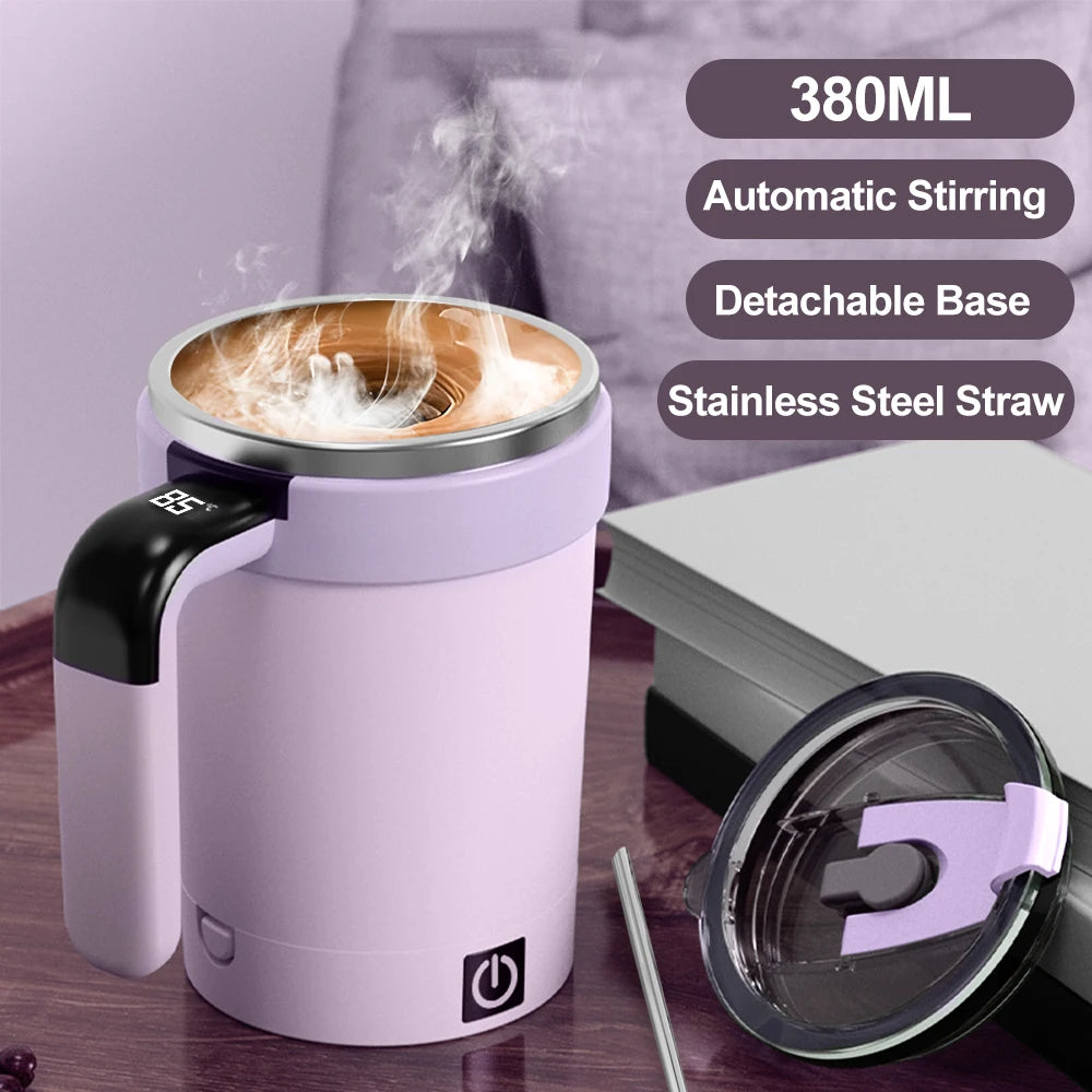 "AutoMix Pro™ Self-Stirring Mug – Rechargeable, Touch Button, and Digital Temperature Display"