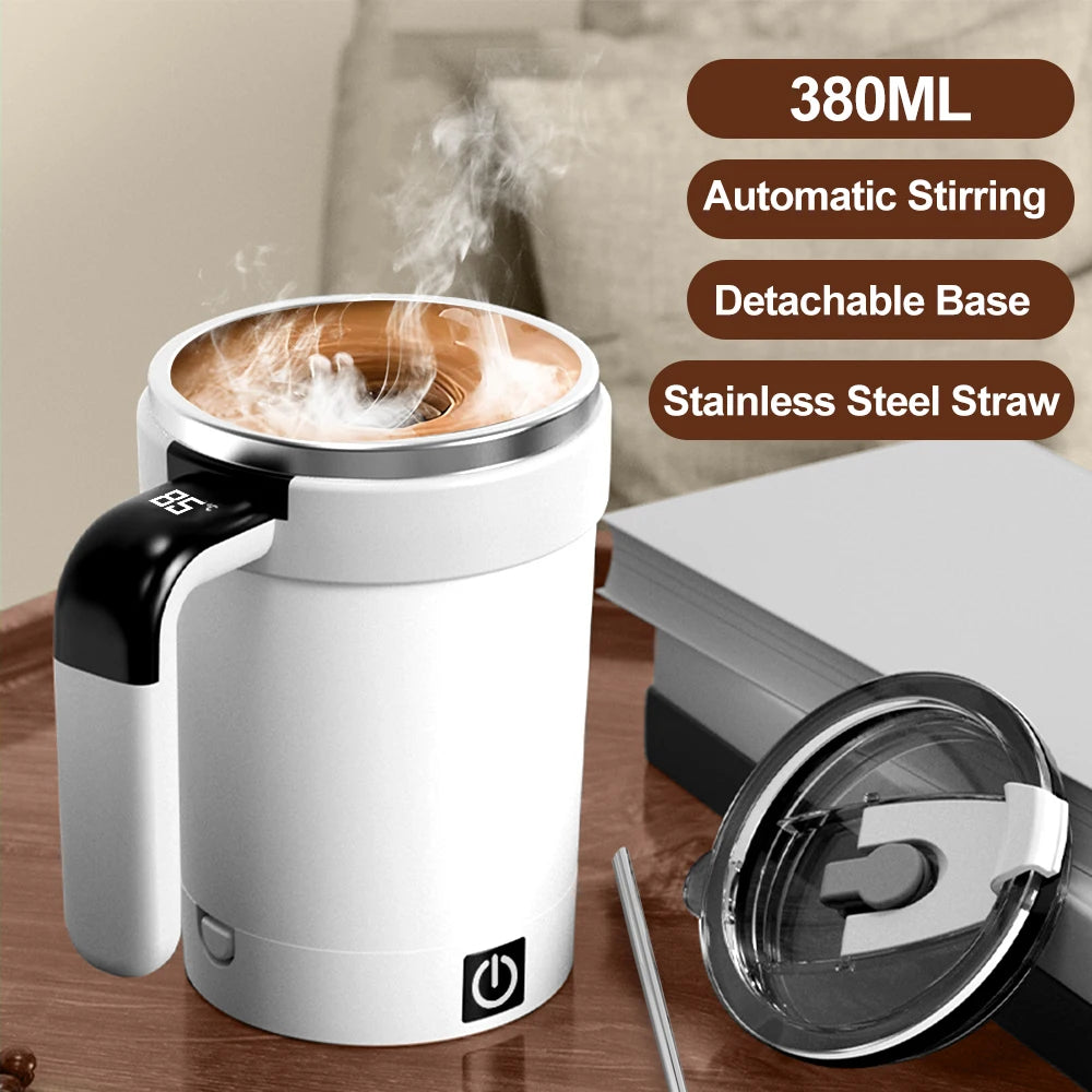 "AutoMix Pro™ Self-Stirring Mug – Rechargeable, Touch Button, and Digital Temperature Display"