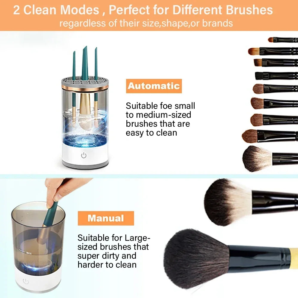 Pro Clean 3-in-1 USB Electric Makeup Brush Cleaner & Dryer – Portable, Quick & Effortless Brush Care Solution