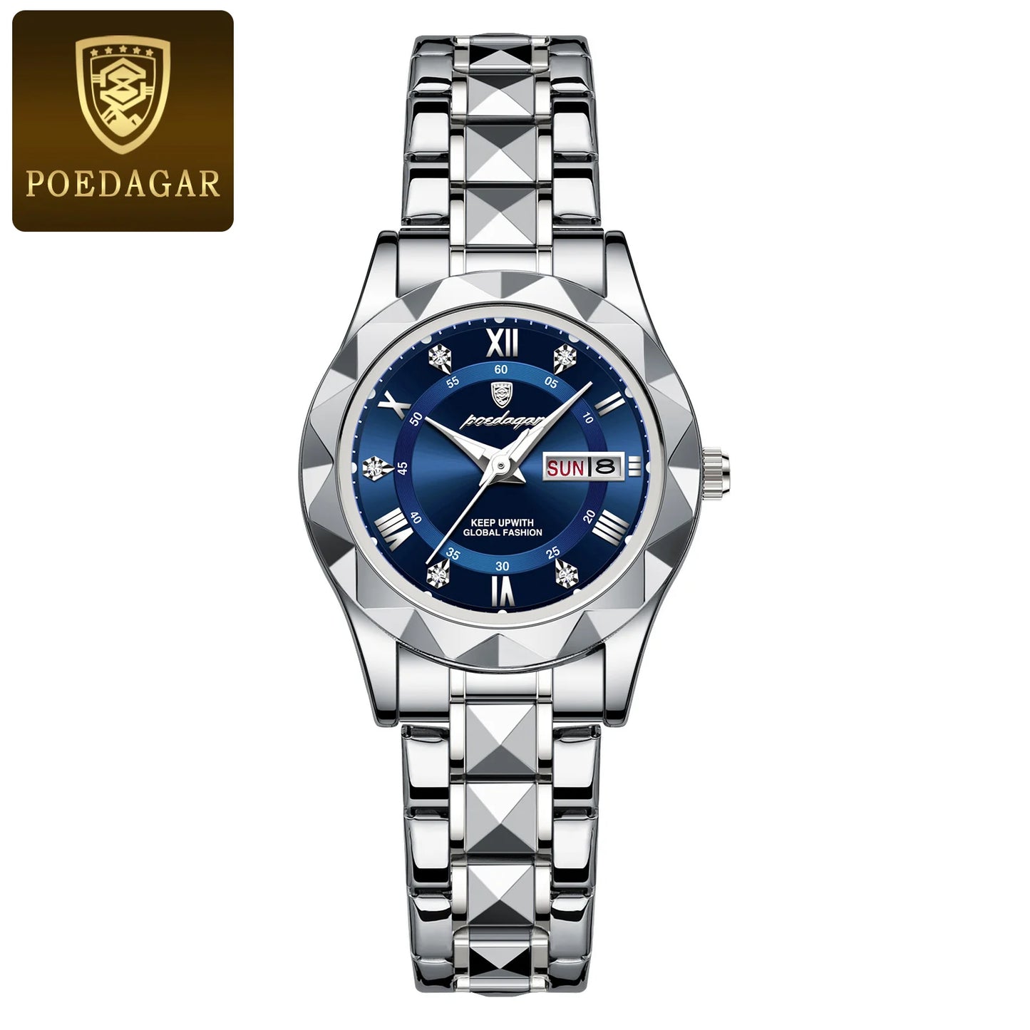 Unique Luxury Water-Resistant Ladies Dress Watch - Glow in the Dark Hands, Luminous, Waterproof, Week & Date Function, Stainless Steel Quartz Wristwatch for Women with Box