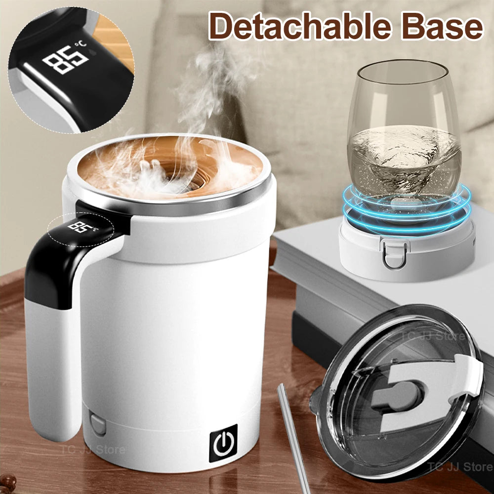 "AutoMix Pro™ Self-Stirring Mug – Rechargeable, Touch Button, and Digital Temperature Display"