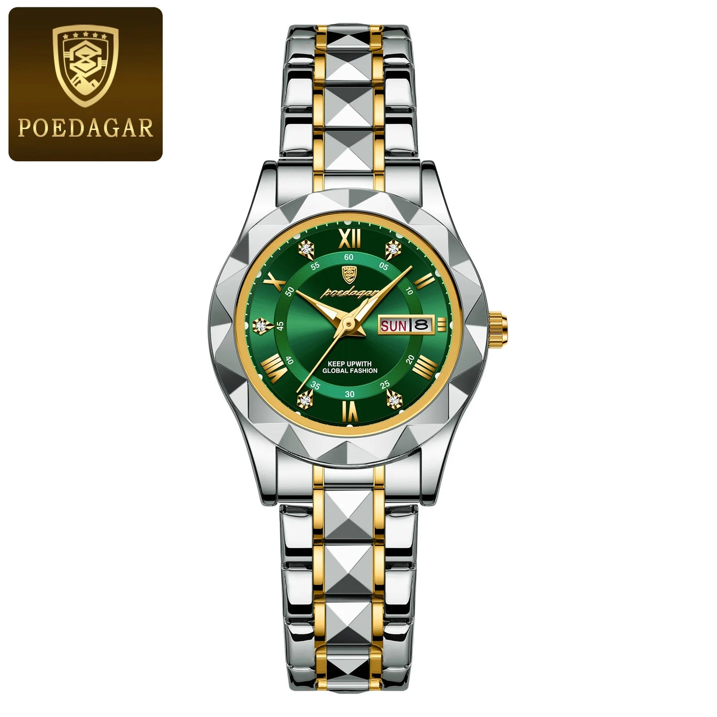 Unique Luxury Water-Resistant Ladies Dress Watch - Glow in the Dark Hands, Luminous, Waterproof, Week & Date Function, Stainless Steel Quartz Wristwatch for Women with Box