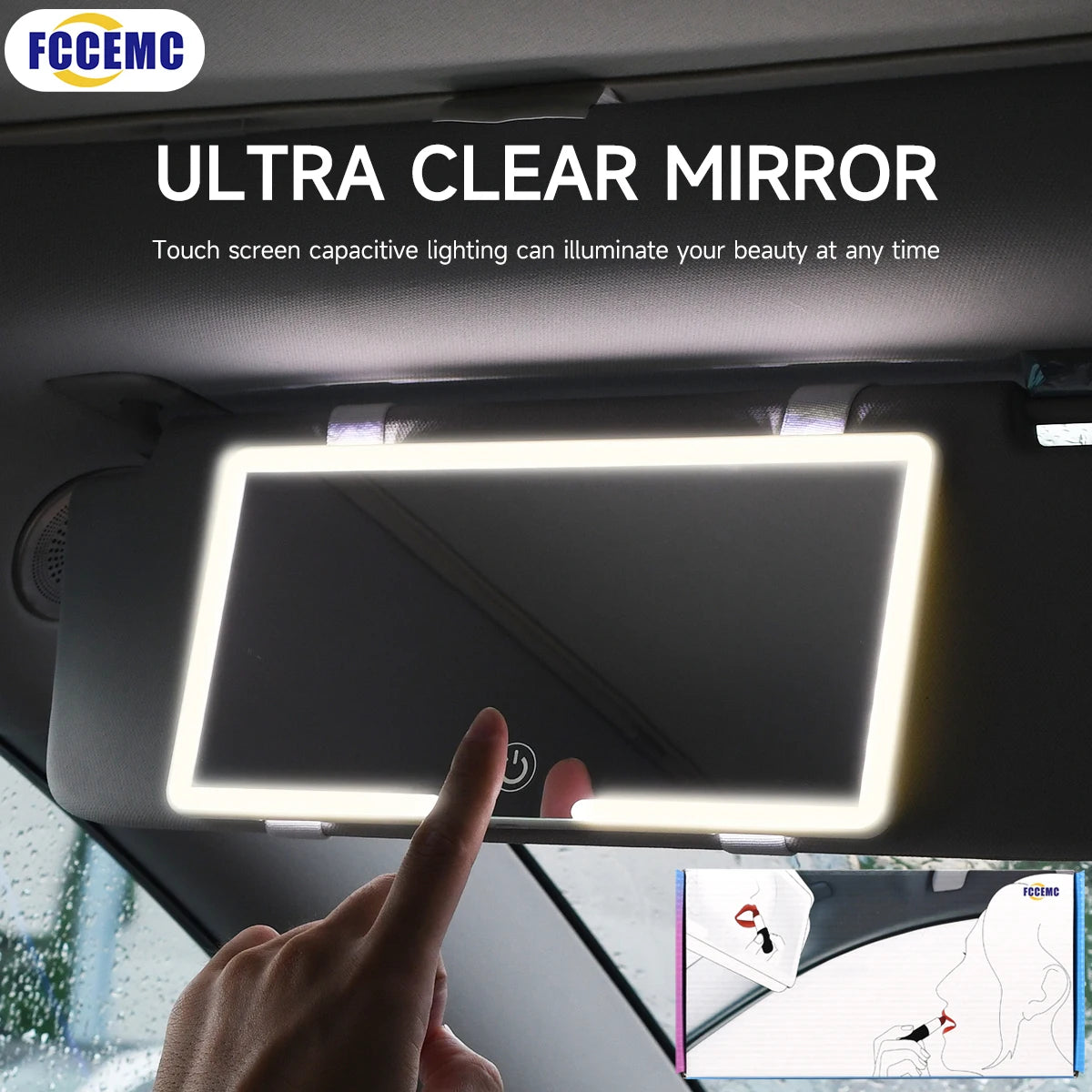 Glow View Rechargeable LED Makeup Mirror – HD Sun Visor Plate with Fill Light, Slim & Portable Vanity Mirror.