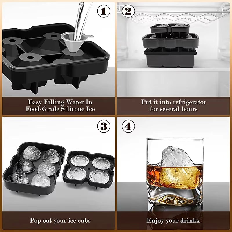Deluxe Silicone Ice Cube Tray with Lid – Reusable Oval-Shaped Whiskey Ice Molds for Freezer – Ideal for Chilled Drinks & Cocktails