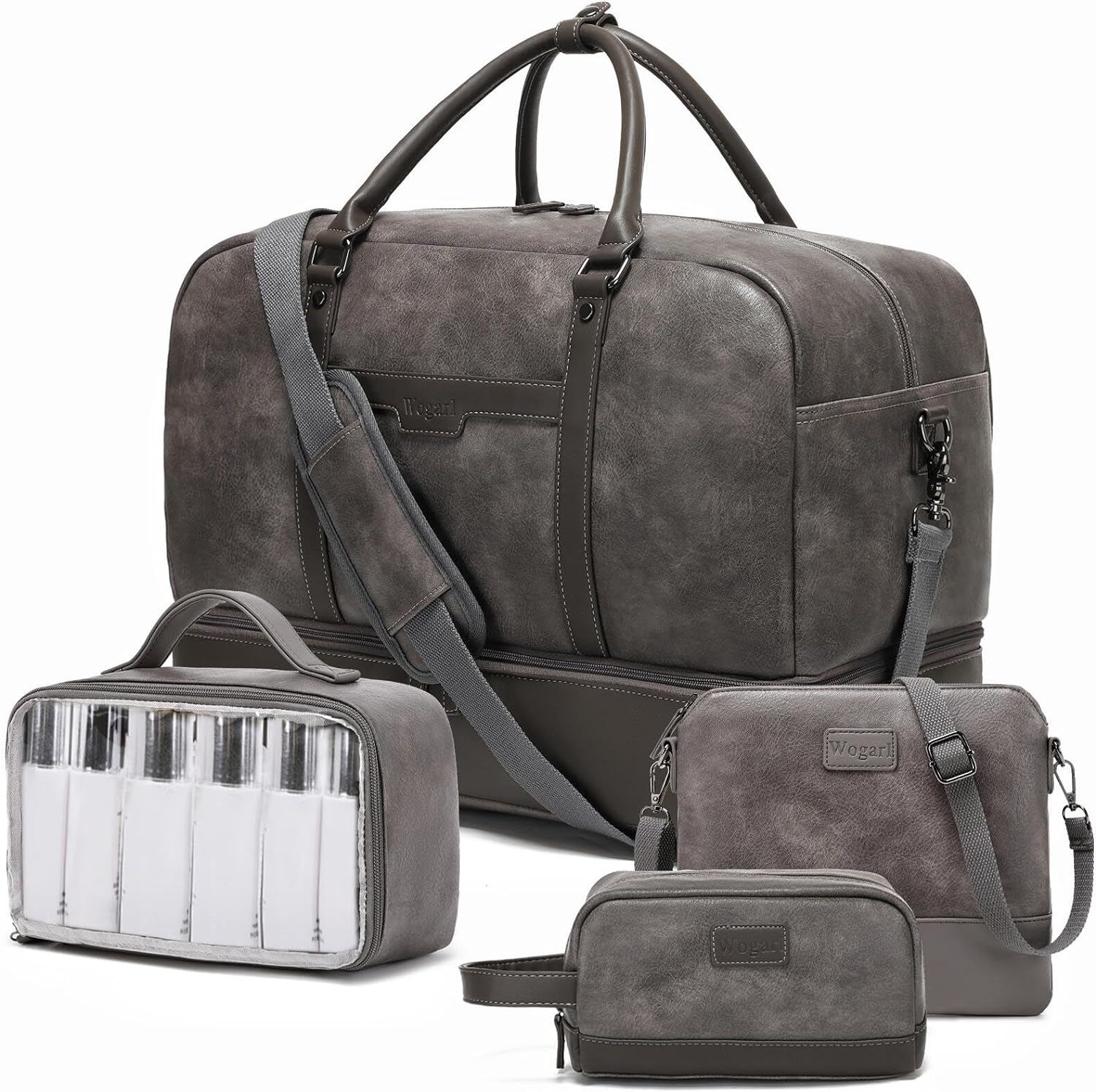 4-PCS Travel Bag set CHOOSE YOUR COLOR with Duffel, Toiletry Bag, and Carry-on. Fits Laptops up to 21 inches.  Waterproof and stylish for weekend trips or business travel. 
